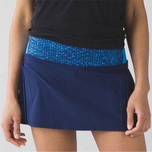 Lululemon Time to Shine tennis run skirt built in shorts Blue - Samba Snake sz 8